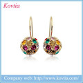 2015 New Arrival Multicolor CZ Diamond Crystal Ear Studs Earrings Cheap fashion Jewelry 18k gold plated Dangle earrings for girl